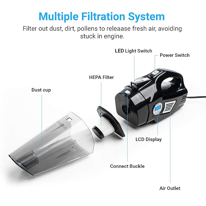 مكنسة كهربائية لنفخ إطارات السيارات 4 في 1